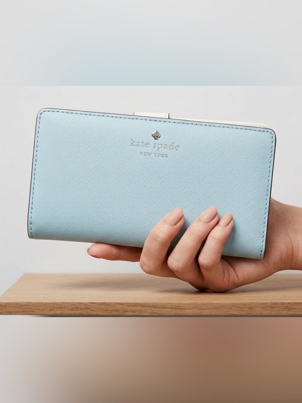 Kate Spade ♠️ Blue Saffiano Bifold Leather Wallet